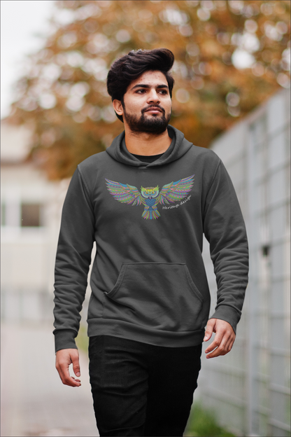 Unisex Owl Embroidery/Printed Hoodie